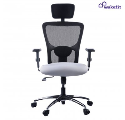 Albus High Back Chair Fabric - Chrome Base - Black&Grey - Single Lock