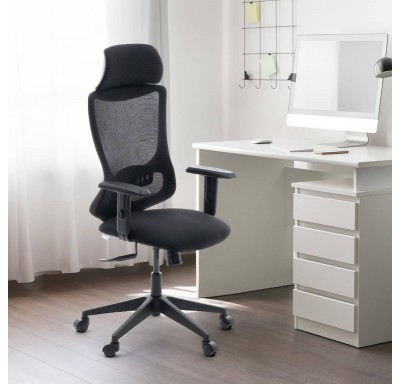 Hutton High Back  Chair Fabric - Nylon Base - Black - Multi Lock