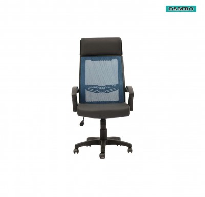 Quest High Back Chair Leatherette/Mesh Fabric - Blue