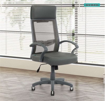 Quest High Back Chair Leatherette/Mesh Fabric - Grey