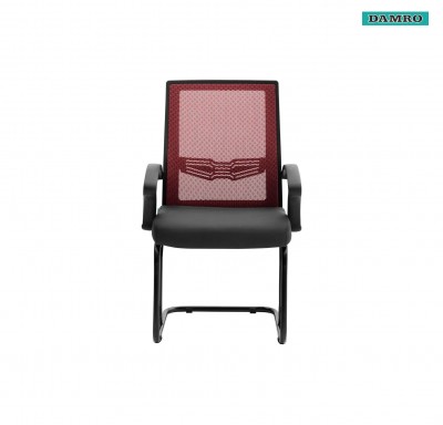 Damro Axa Visitor Chair Mesh Fabric/Leatherette Maroon
