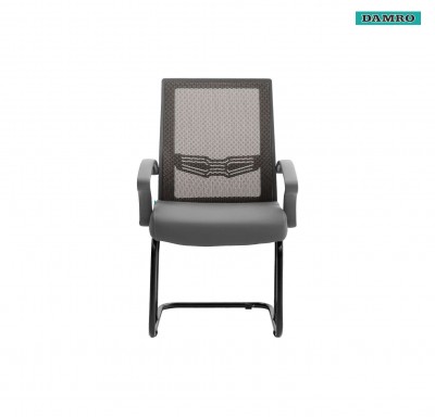 Damro Axa Visitor Chair Mesh Fabric/Leatherette Grey