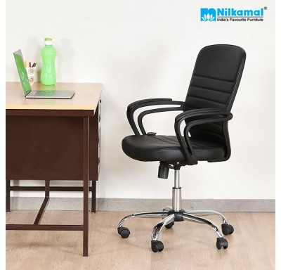 Aries Medium Back Chair Leatherette - Black