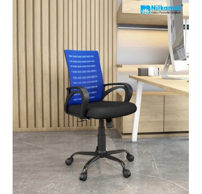 Giza Medium Back Chair Mesh Fabric - Blue/Black