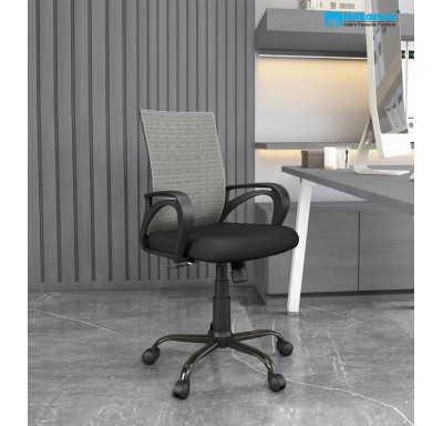 Giza Medium Back Chair Mesh Fabric - Grey/Black
