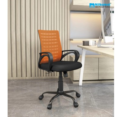 Giza Medium Back Chair Mesh Fabric - Orange/Black