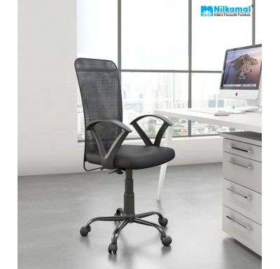 Hanoi Medium Back Chair Mesh Fabric - Black