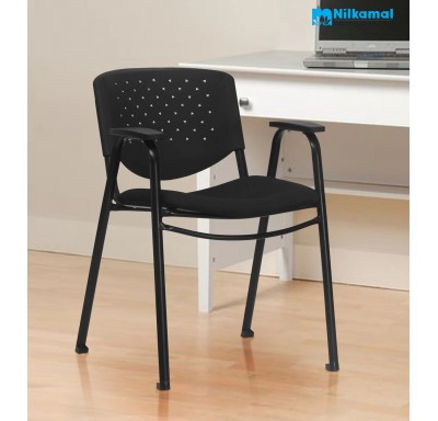Nilkamal Amaze Visitor Chair With Arm Fabric - Black