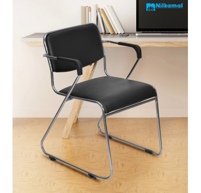 Nilkamal Contract 01 Visitor Chair With Arm Leatherette - Black