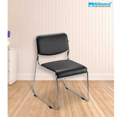 Nilkamal Contract 01 Visitor Chair Without Arm Leatherette - Black