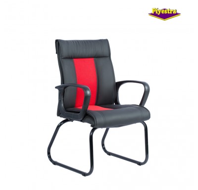 Piyestra Lisa Visitor Chair Fabric/Leatherette - Black/Maroon